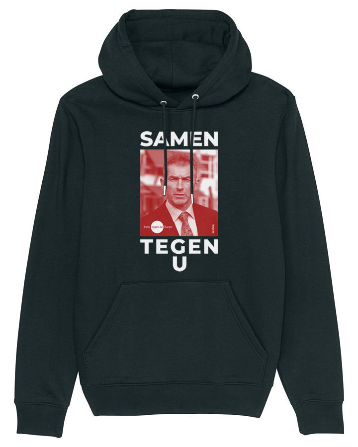 Hoodie 'Samen Tegen U' | Partij tegen de Burger (zwart, bio)