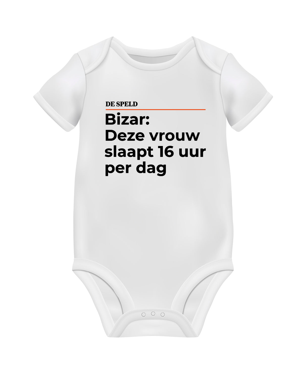 Romper 'Bizar: Deze vrouw slaapt 16 uur per dag' (zwart en wit) | De Speld