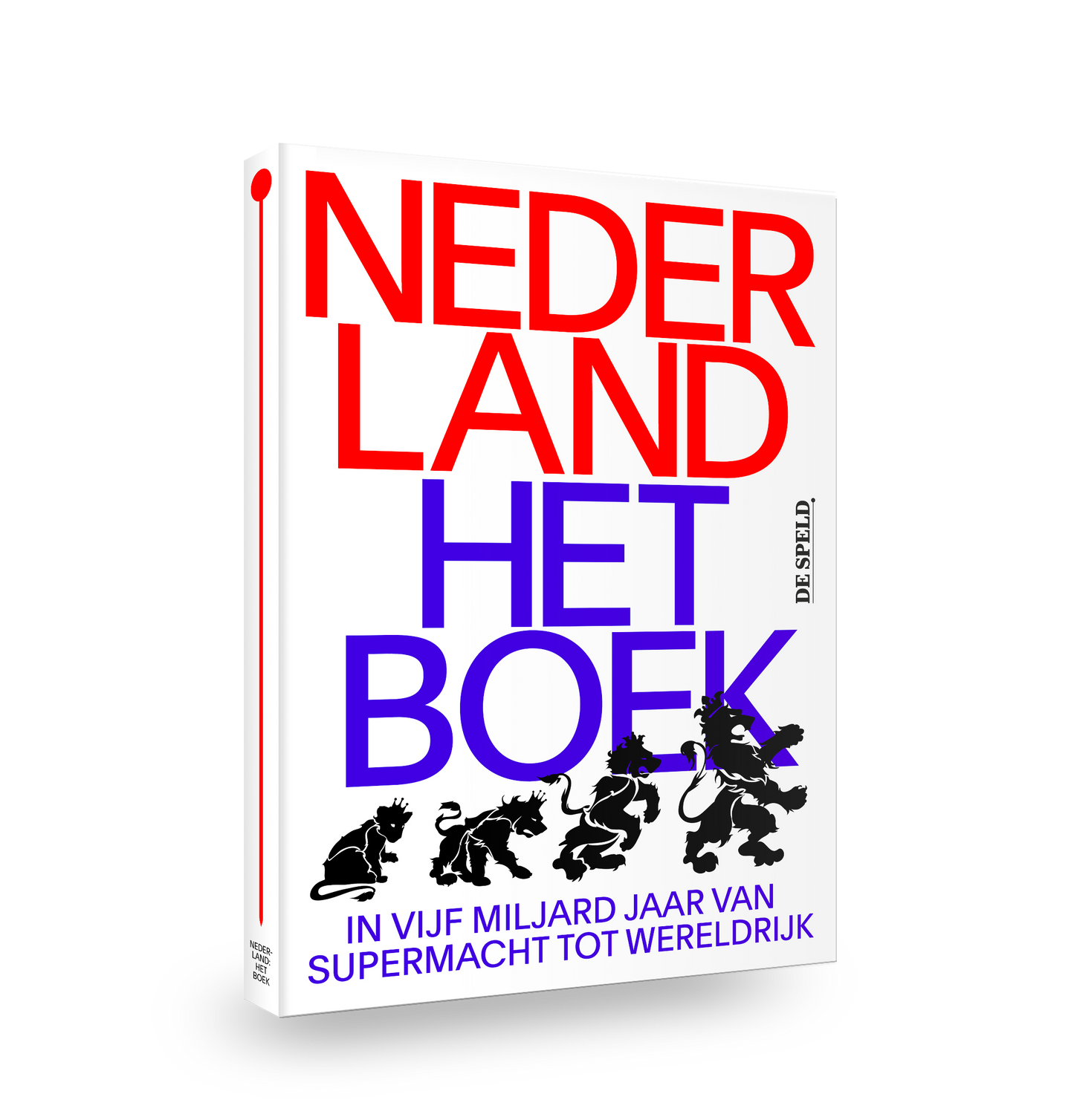 Nederland Het Boek - Cover (met een leeuwenwelp die uitgroeit tot Nederlandse leeuw)