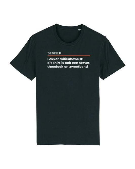 Shirt 'Dit shirt is ook een servet' | De Speld (Bio-katoen)