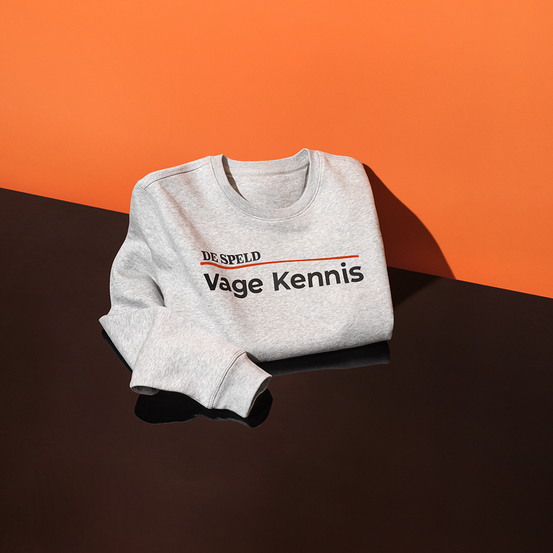 Sweater 'Vage Kennis' (grijs/zwart/wit, bio) | De Speld