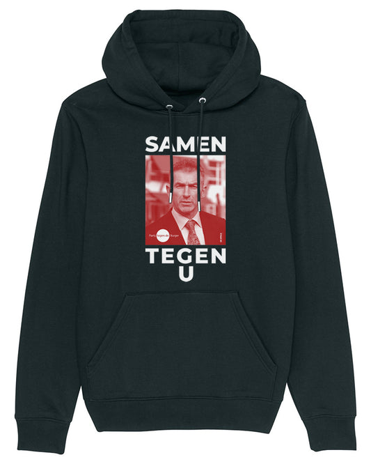 Hoodie 'Samen Tegen U' | Partij tegen de Burger (zwart, bio)