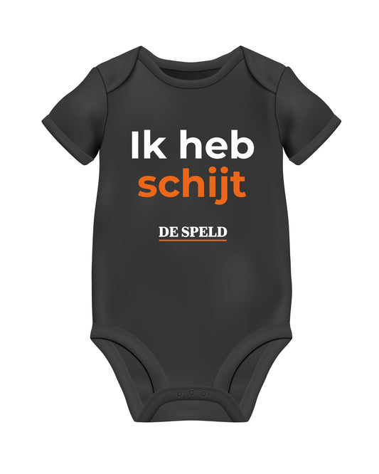 Romper 'Ik heb schijt' (wit en zwart) | De Speld