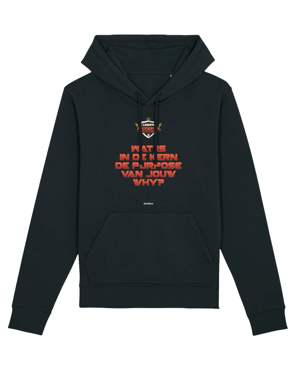 Hoodie 'Purpose' | 1000% Succesvol Succes (zwart, bio)